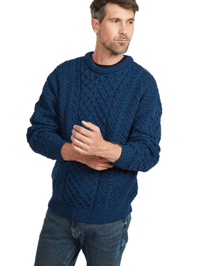 Aran Inisheer Traditional Sweater in Atlantic 