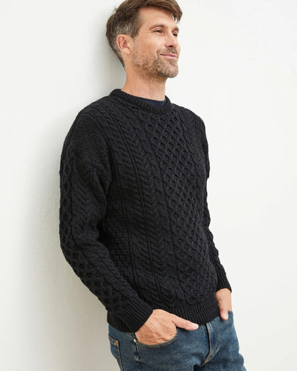 Aran Inisheer Traditional Sweater in Black 