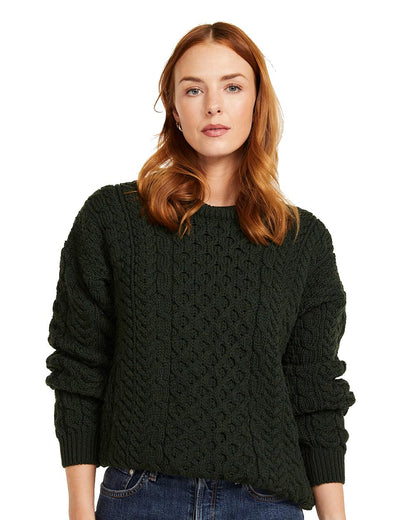 Aran Inisheer Traditional Sweater in Forest Green 