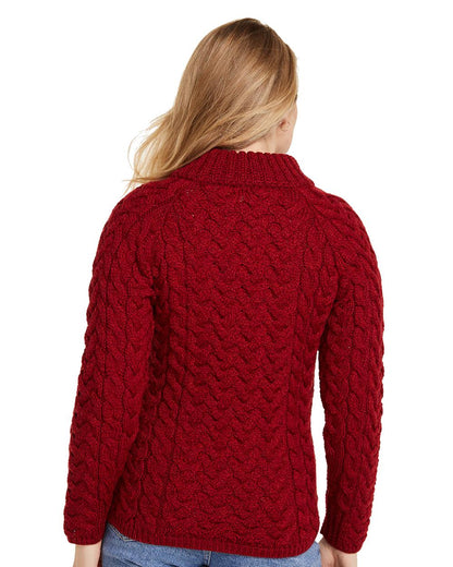Aran Knightstown Womens Crew Neck Sweater in Red 