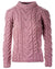Aran Womens Listowel Cabled Sweater in Pink #colour_pink
