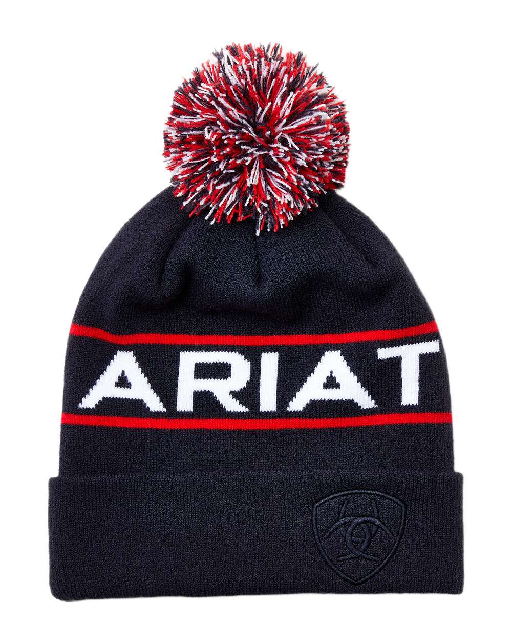 Team Navy Coloured Ariat ADT Team Beanie on white background 
