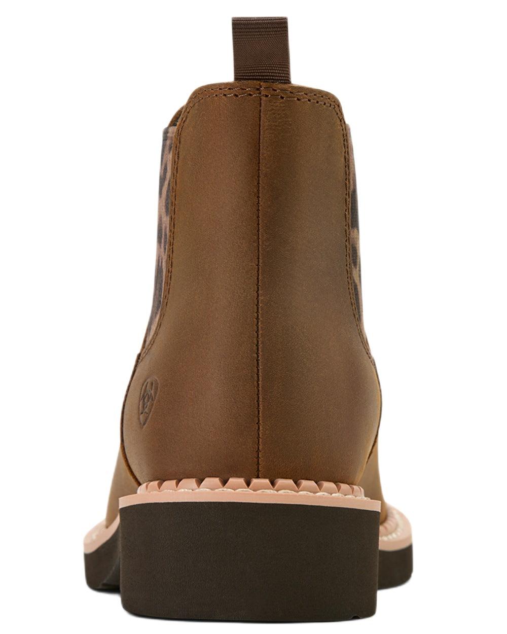 Distressed Brown coloured Ariat Childrens Fatbaby Chelsea Western Boots on white background 