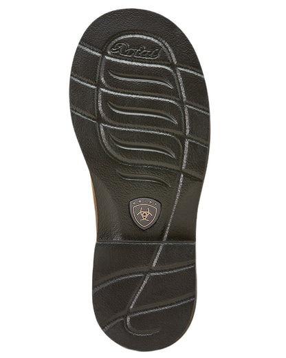 Distressed Brown coloured Ariat Childrens Fatbaby Chelsea Western Boots on white background 