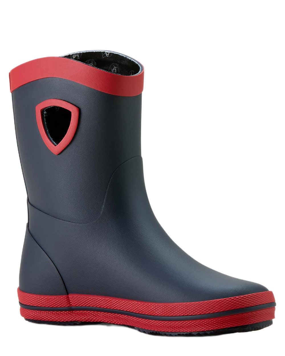 Team Navy coloured Ariat Childrens Kelmarsh Rubber Boots on white background 