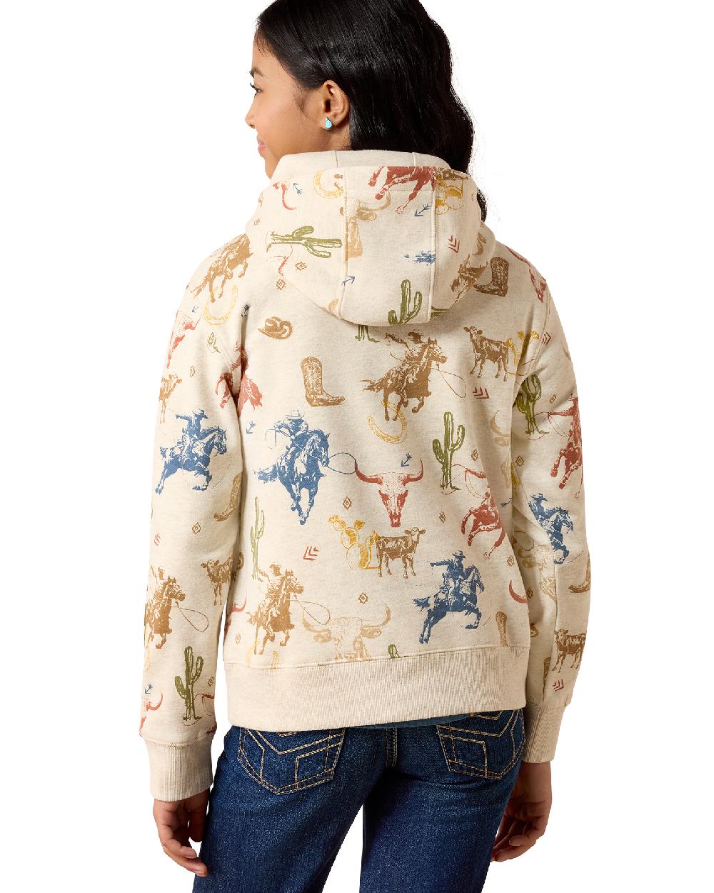 Desert Run Toile coloured Ariat Childrens Ranch Tale Hoodie on white background 