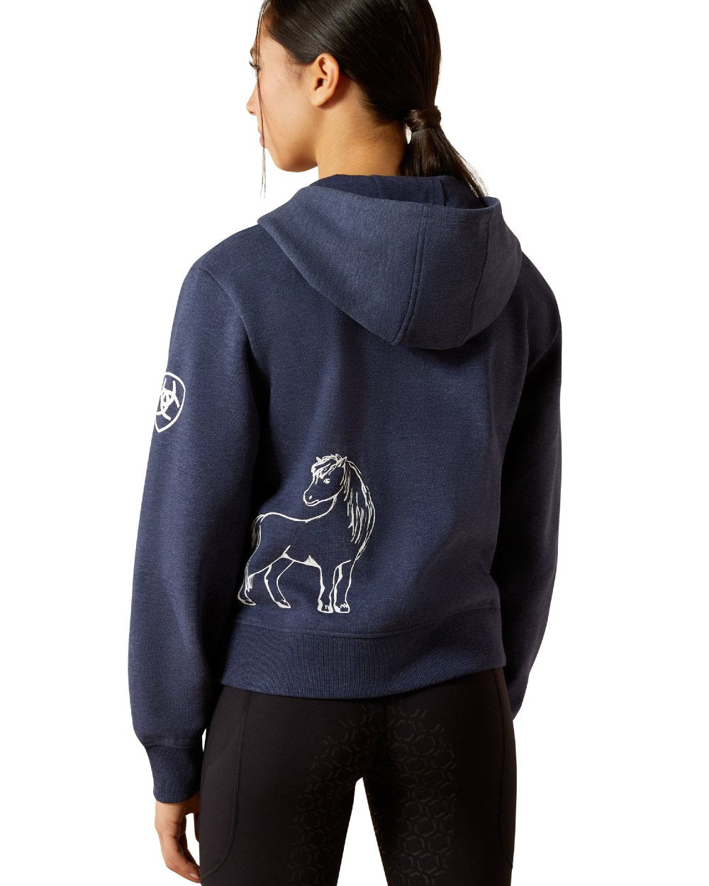 Navy Heather Coloured Ariat Childrens Spiffy Full Zip Sweatshirt on white background 