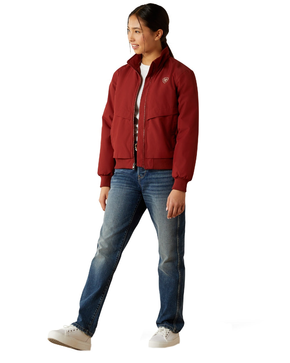 Madder Brown Coloured Ariat Childrens Stable 2.0 Insulated Jacket on white background 