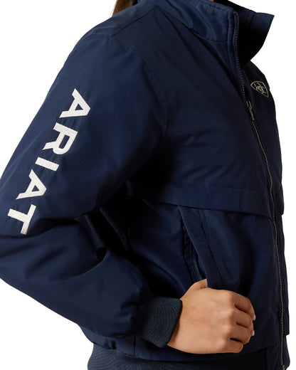 Navy Coloured Ariat Childrens Stable 2.0 Insulated Jacket on white background 