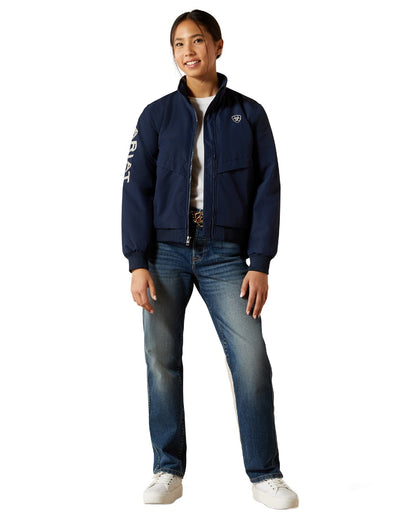 Navy Coloured Ariat Childrens Stable 2.0 Insulated Jacket on white background 