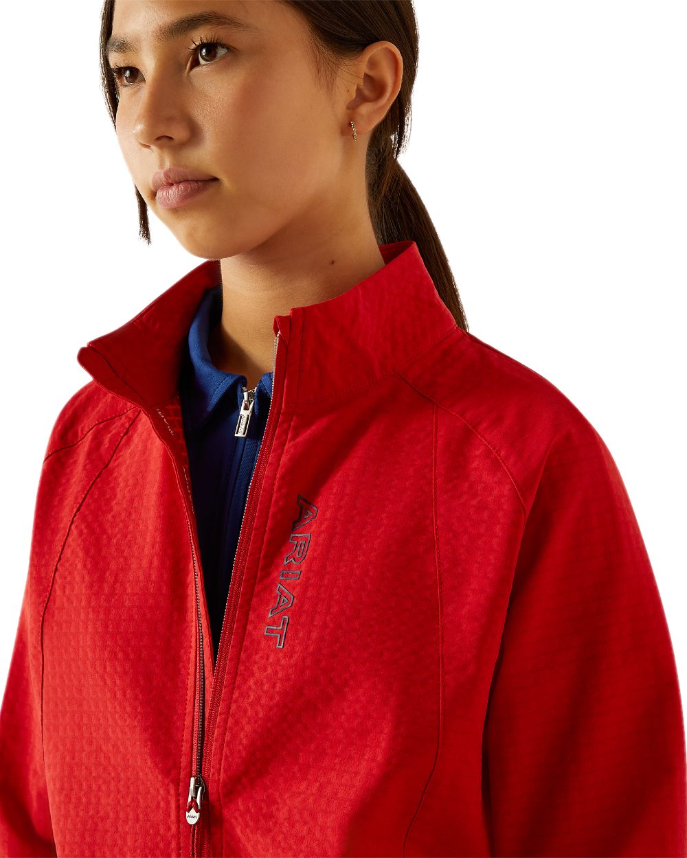 Weg Red Coloured Ariat Childrens Versa Team Jacket on white background 