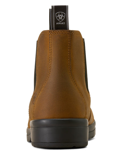 Chocolate coloured Ariat Childrens Whitby Chelsea Boots on white background 
