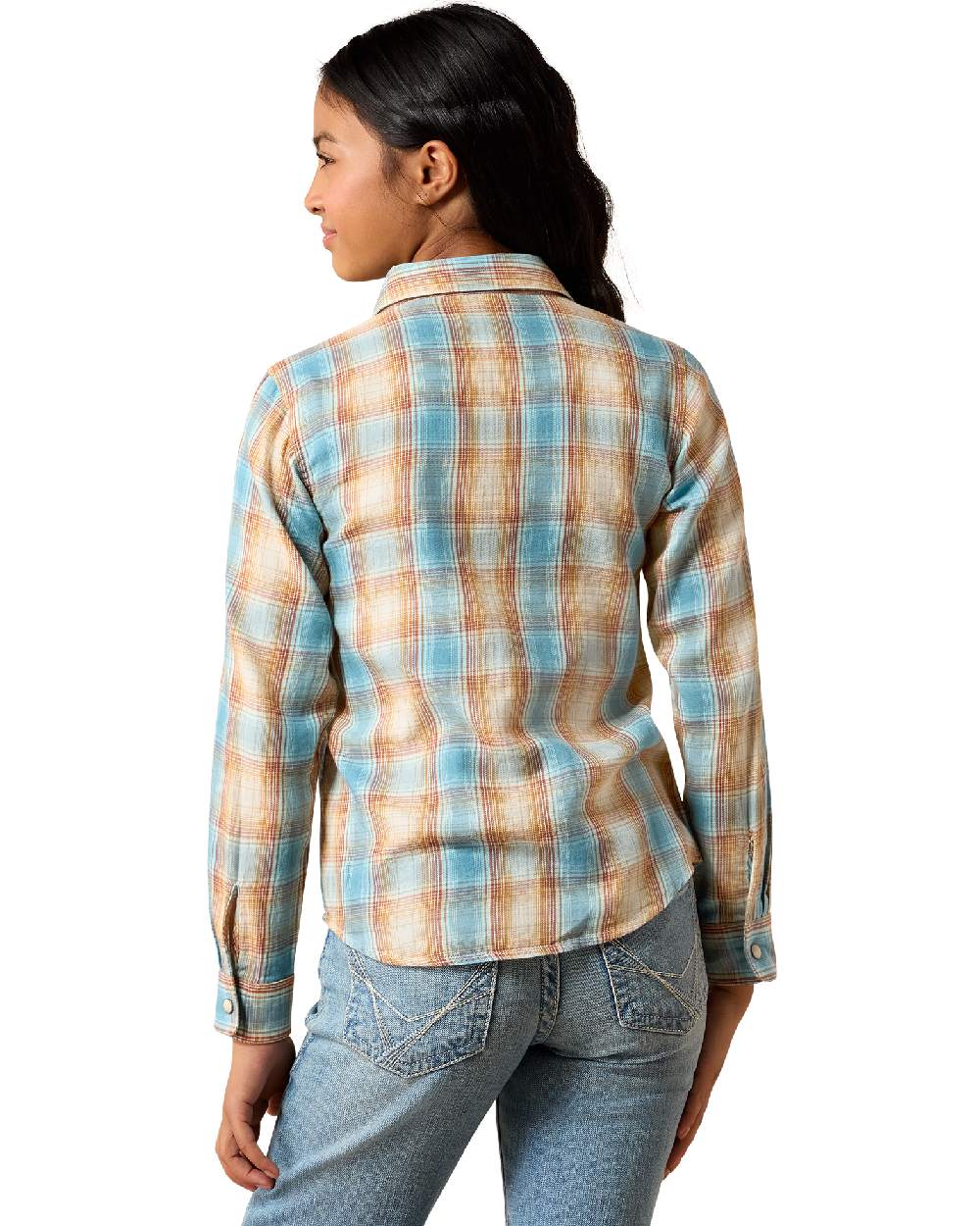 Multi coloured Ariat Creekside Western Snap Shirt on beige background 