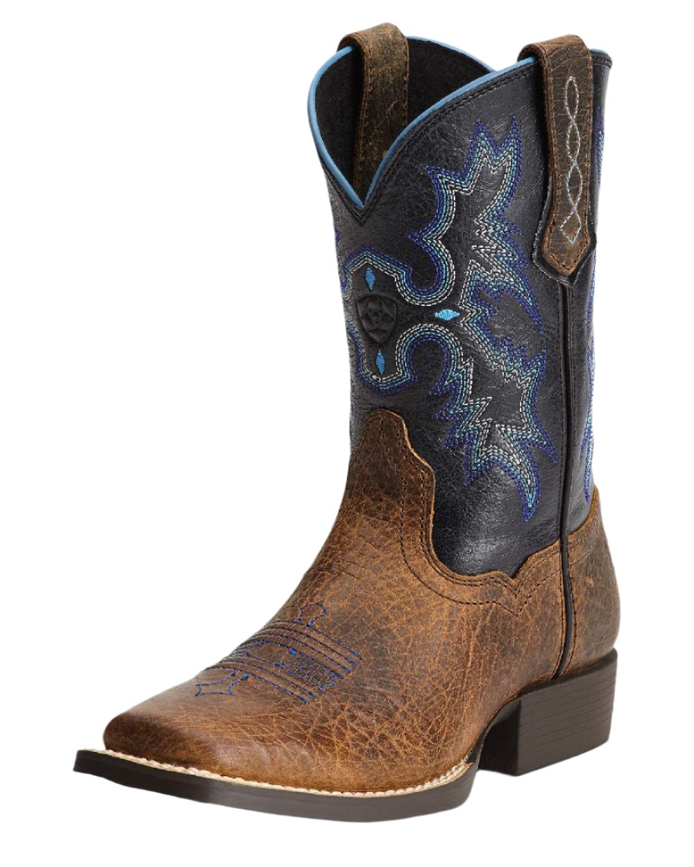 Earth Coloured Ariat Kids Tombstone Western Boot on white background 