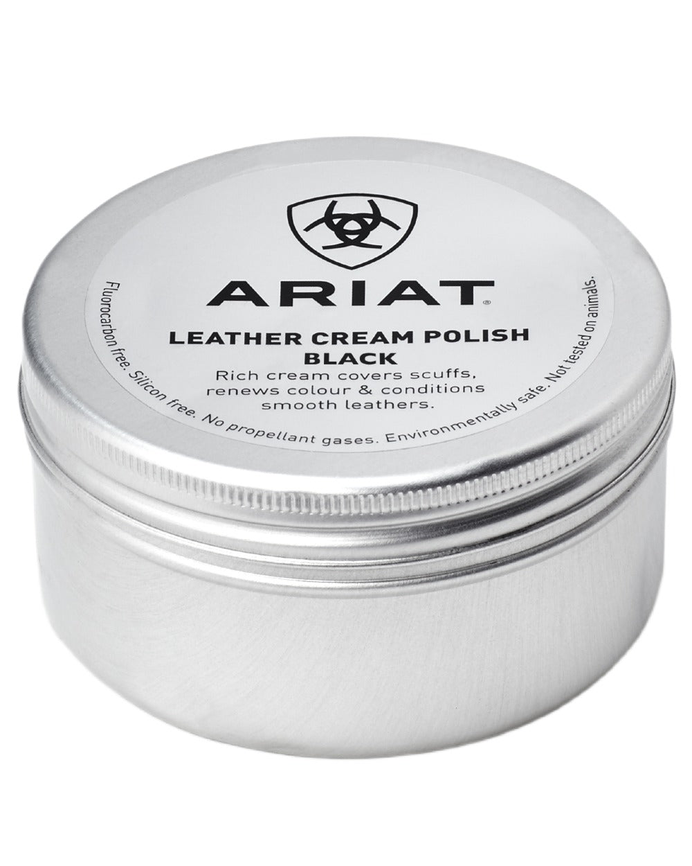 Black coloured Ariat Leather Cream Polish on white background 