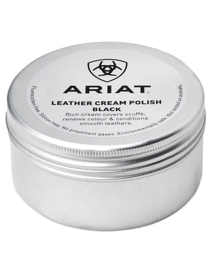 Black coloured Ariat Leather Cream Polish on white background 