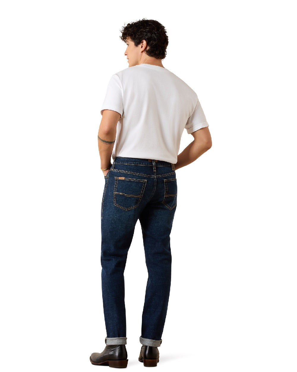 Kyle coloured Ariat M8 Slim Taper Hansen Straight Leg Jeans on white background 