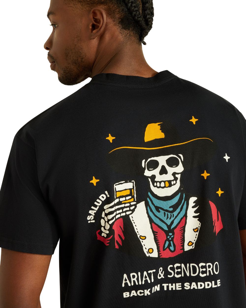 Black Coloured Ariat Mens Sendero When Life Gives You Agaves T-Shirt on white background 