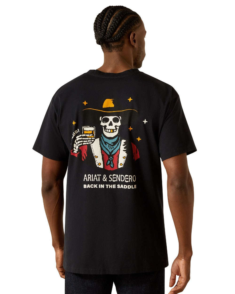 Black Coloured Ariat Mens Sendero When Life Gives You Agaves T-Shirt on white background 