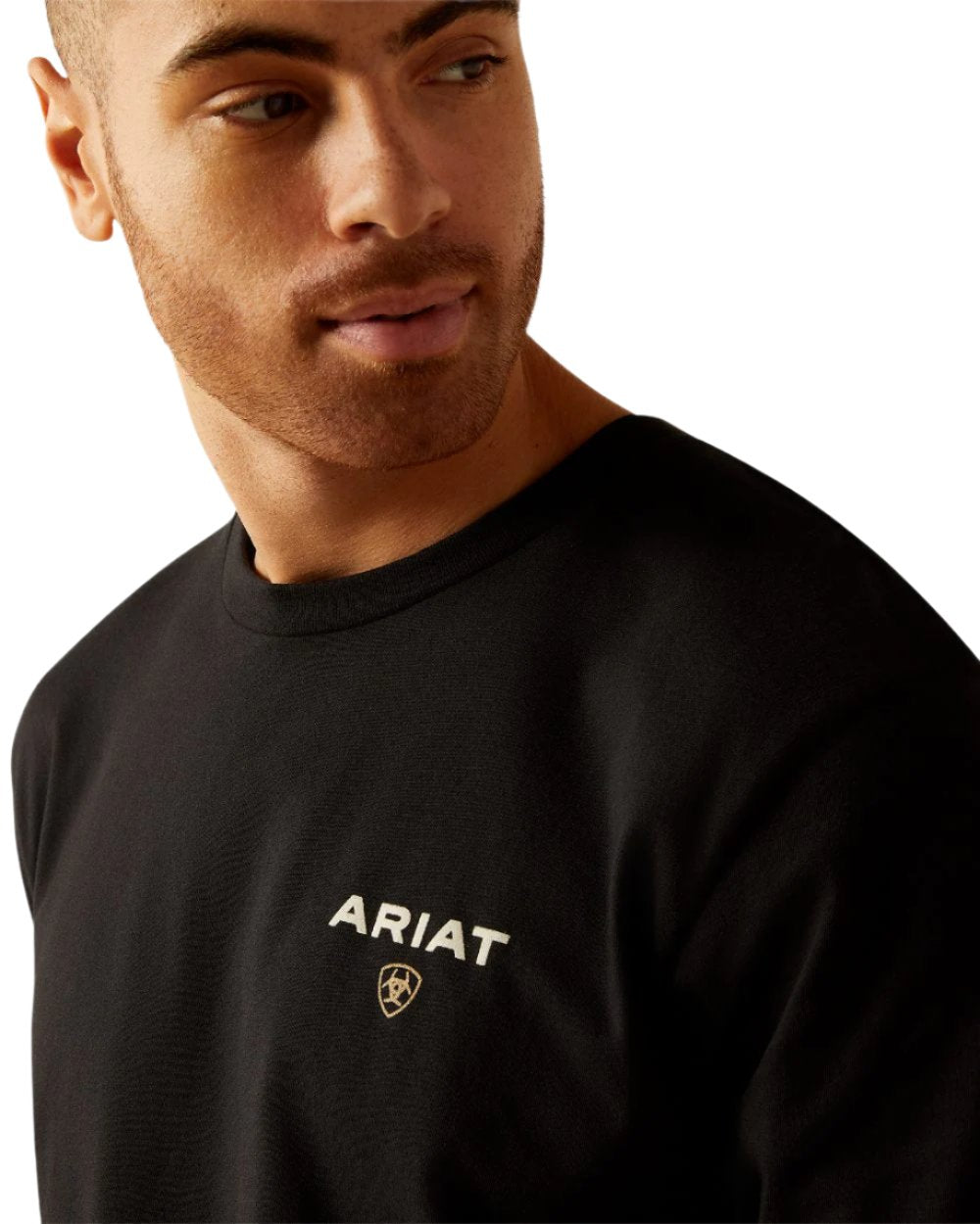 Black Coloured Ariat Mens American Rancher T-Shirt on white background 