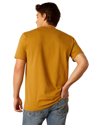 Harvest Gold coloured Ariat Mens Amigo T-Shirt on white background 