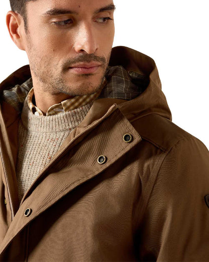 Malt coloured Ariat Mens Barrowmere Waterproof Insulated Parka on white background 