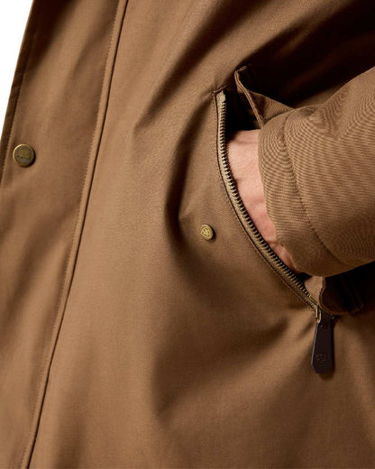 Malt coloured Ariat Mens Barrowmere Waterproof Insulated Parka on white background 