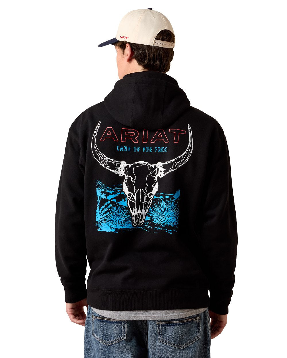 Black Coloured Ariat Mens Bision Bureau Hoodie on White Background 