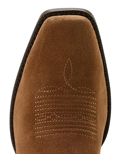 Chestnut Suede coloured Ariat Mens Bodie Square Toe Western Boots on white background 