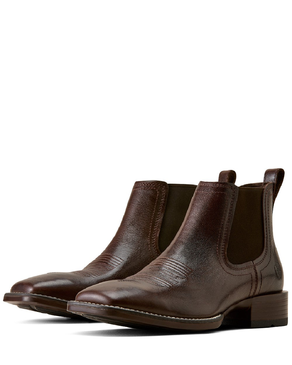 Chocolate Chip coloured Ariat Mens Booker Chelsea Wide Square Toe Western Boots on white background 