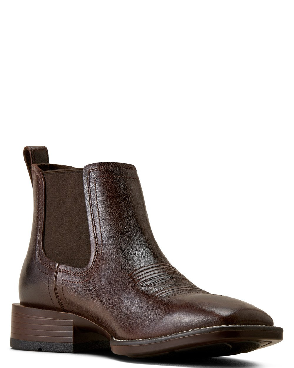 Chocolate Chip coloured Ariat Mens Booker Chelsea Wide Square Toe Western Boots on white background 