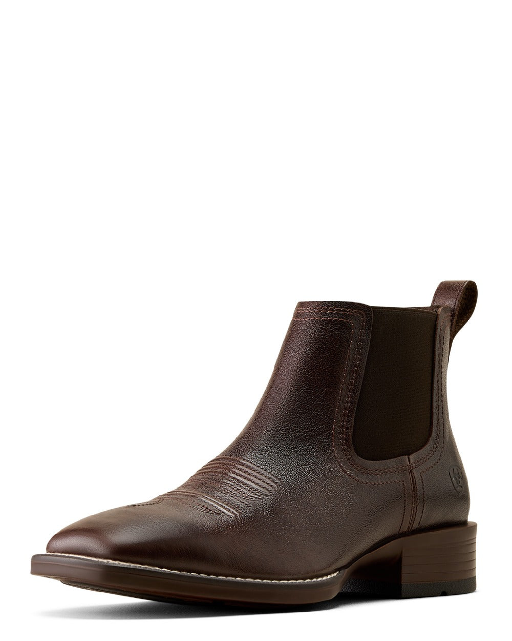 Chocolate Chip coloured Ariat Mens Booker Chelsea Wide Square Toe Western Boots on white background 