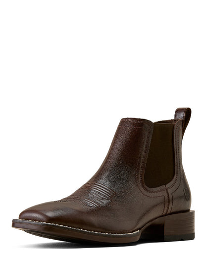 Chocolate-Chip coloured Ariat Mens Booker Chelsea Wide Square Toe Western Boots on white background 
