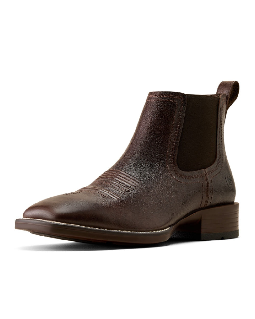 Chocolate Chip coloured Ariat Mens Booker Chelsea Wide Square Toe Western Boots on white background 