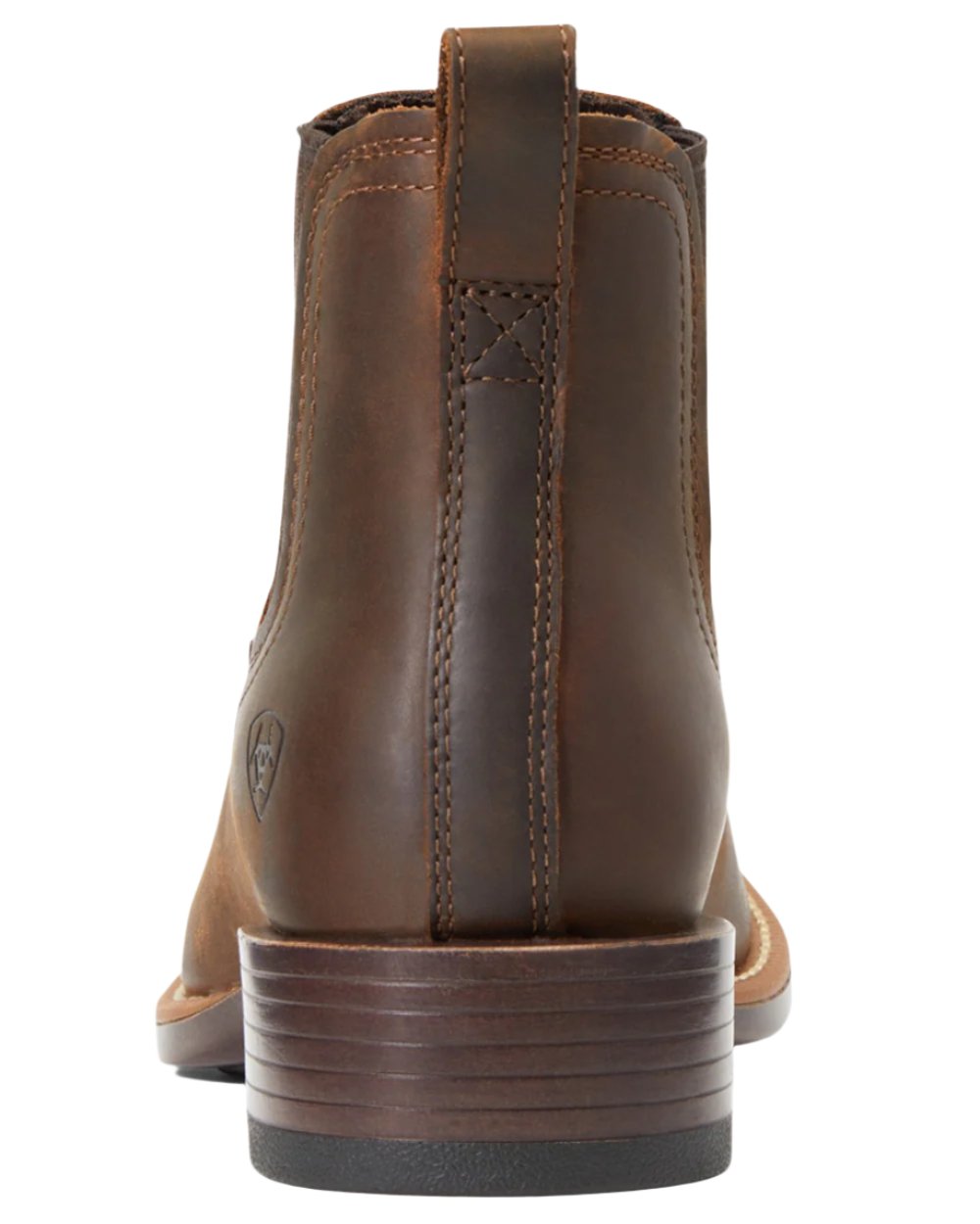 Distressed Brown Coloured Ariat Mens Booker Ultra Round Toe Western Boot on white background 