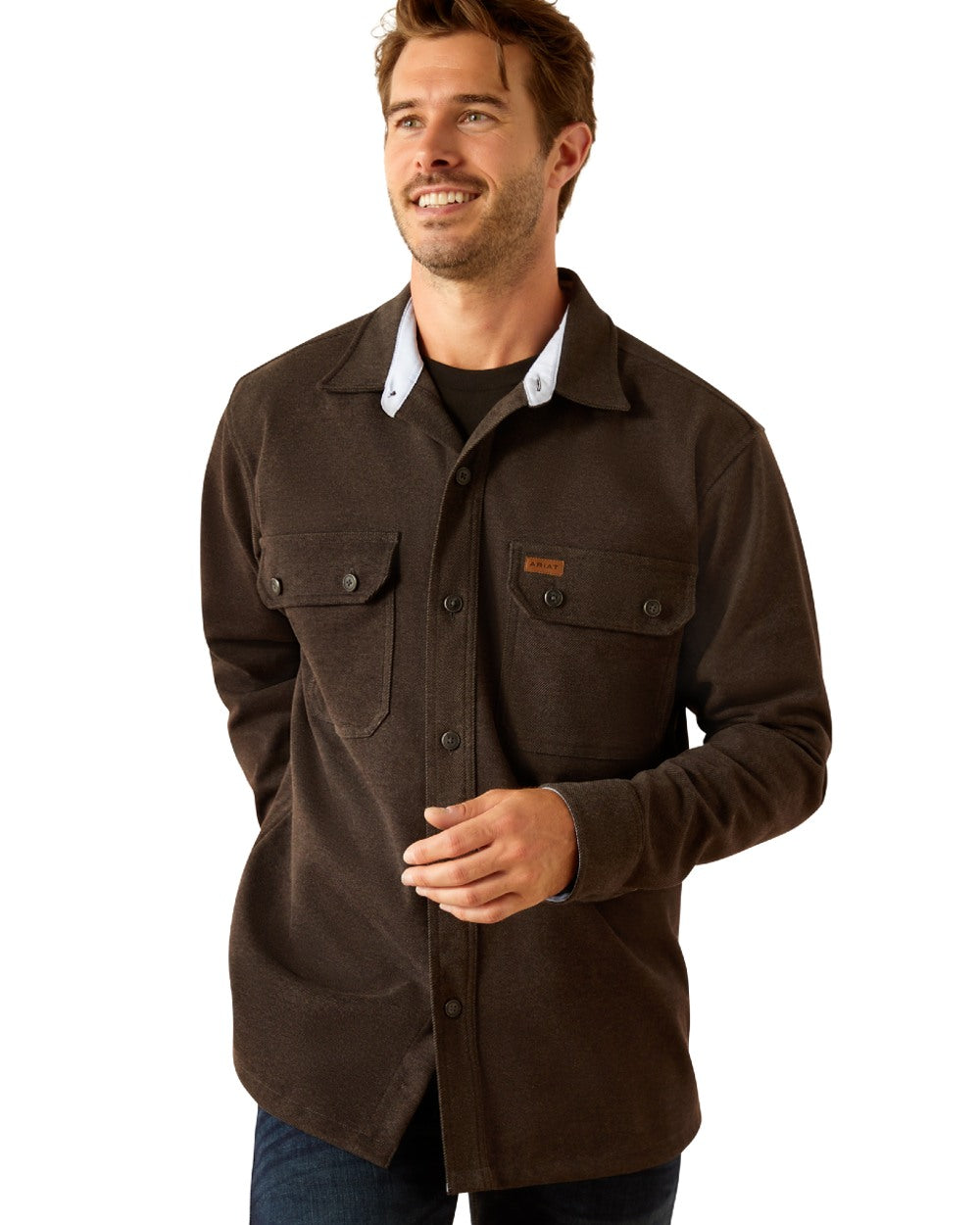 Charcoal coloured Ariat Mens Branford Shirt on white background 