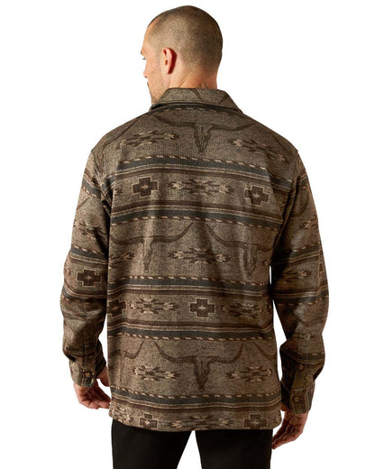 Beige Coloured Ariat Mens Caldwell Printed Shirt Jacket on white background 