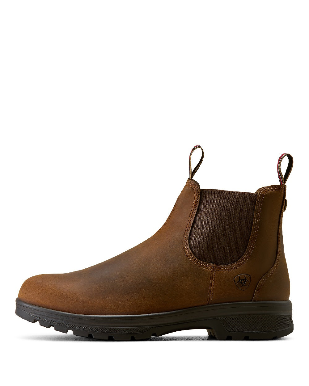 Distressed Copper coloured Ariat Mens Cooper Chelsea Boots on white background 