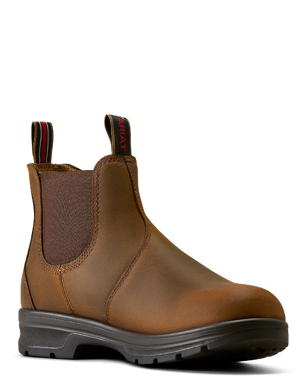 Distressed Copper coloured Ariat Mens Cooper Chelsea Boots on white background 