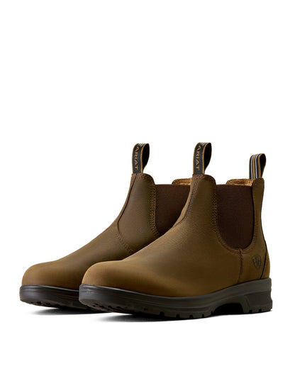 Distressed-Tan coloured Ariat Mens Cooper Chelsea Boots on white background 