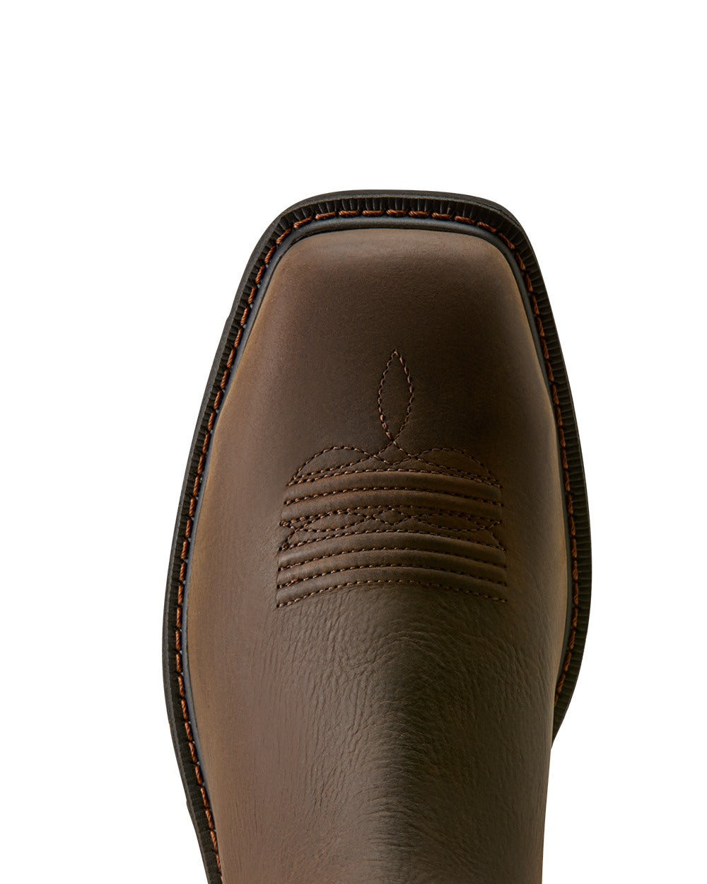 Dark Brown coloured Ariat Mens Groundrancher Chelsea Wide Square Toe Steel Toe Work Boots on white background 