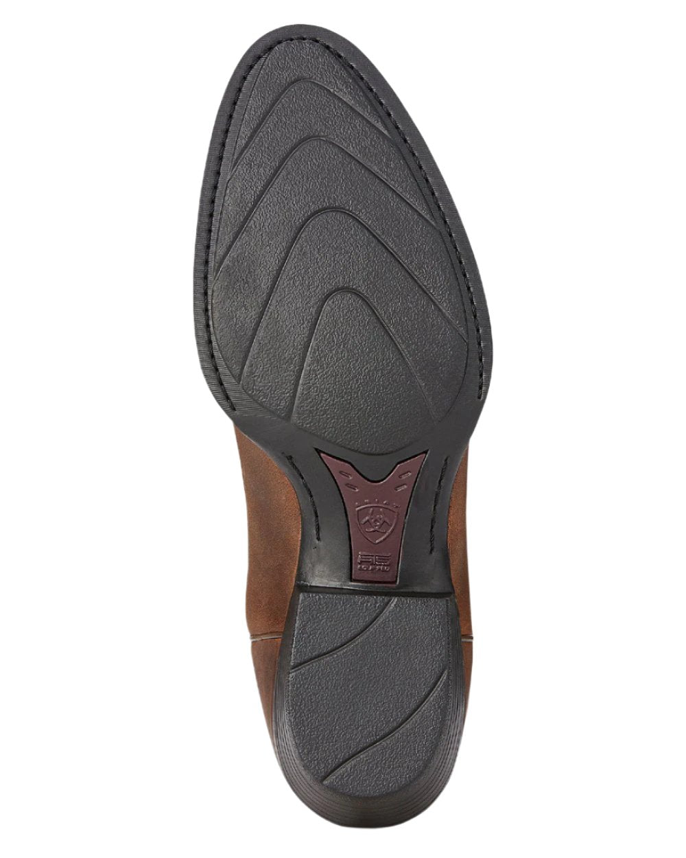 Distressed Brown Coloured Ariat Mens Heritage R Toe Western Boot on white background 