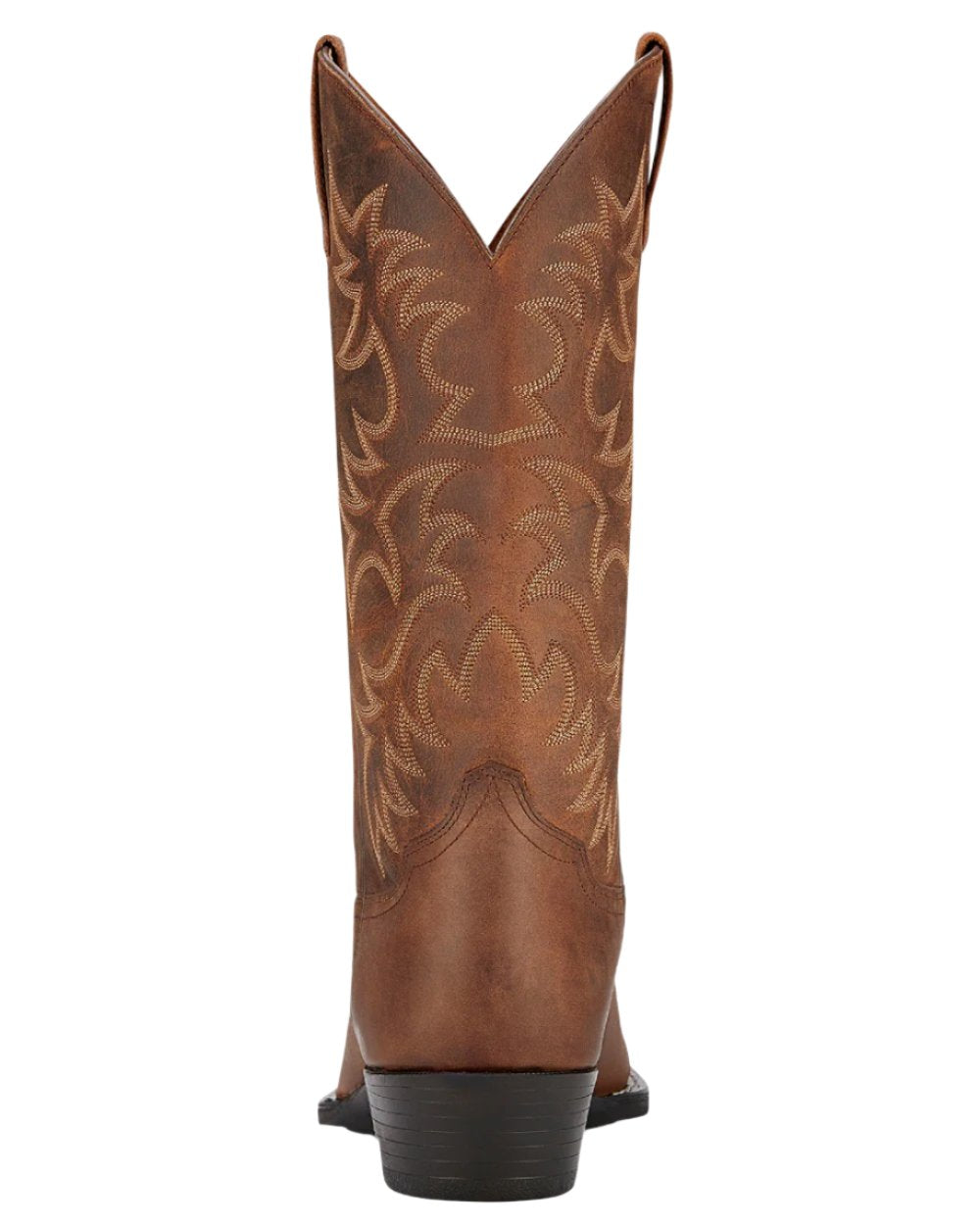 Distressed Brown Coloured Ariat Mens Heritage R Toe Western Boot on white background 