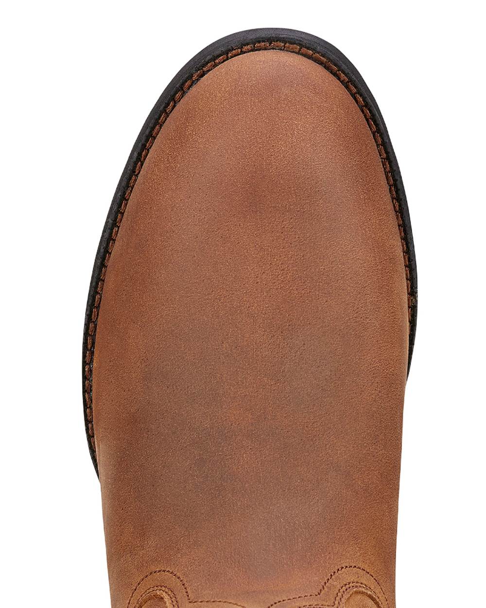 Distressed Brown coloured Ariat Mens Heritage Roper Cowboy Boots on white background 