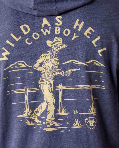 Nightshadow coloured Ariat Mens Lightweight Retro Hoodie on white background 