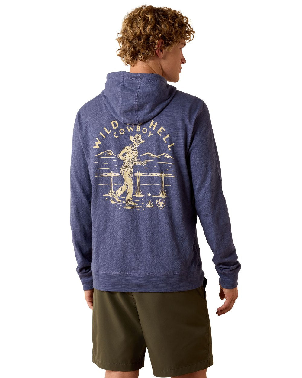 Nightshadow coloured Ariat Mens Lightweight Retro Hoodie on white background 