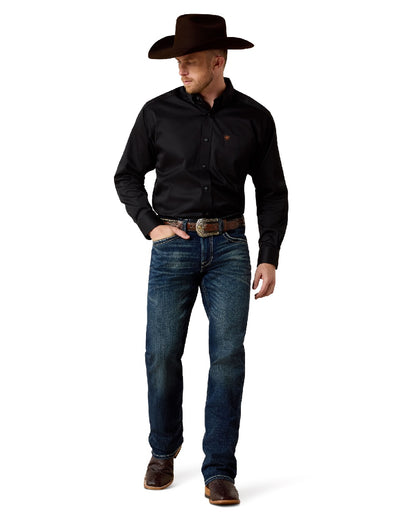 Turnout coloured Ariat Mens M4 Relaxed Adkins Boot Cut Jeans on white background 