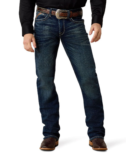 Turnout coloured Ariat Mens M4 Relaxed Adkins Boot Cut Jeans on white background 
