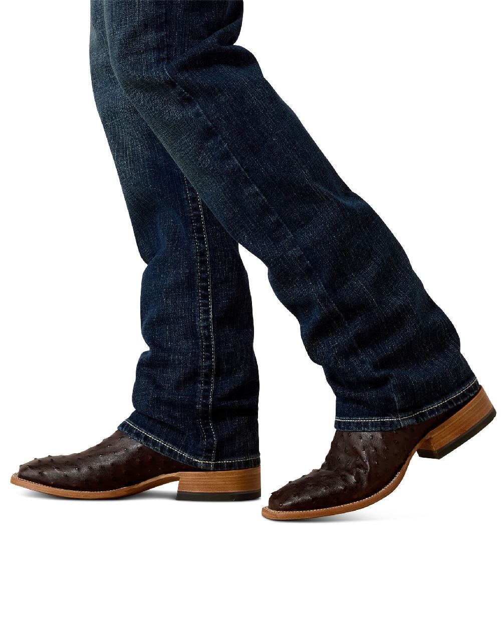 Turnout coloured Ariat Mens M4 Relaxed Adkins Boot Cut Jeans on white background 