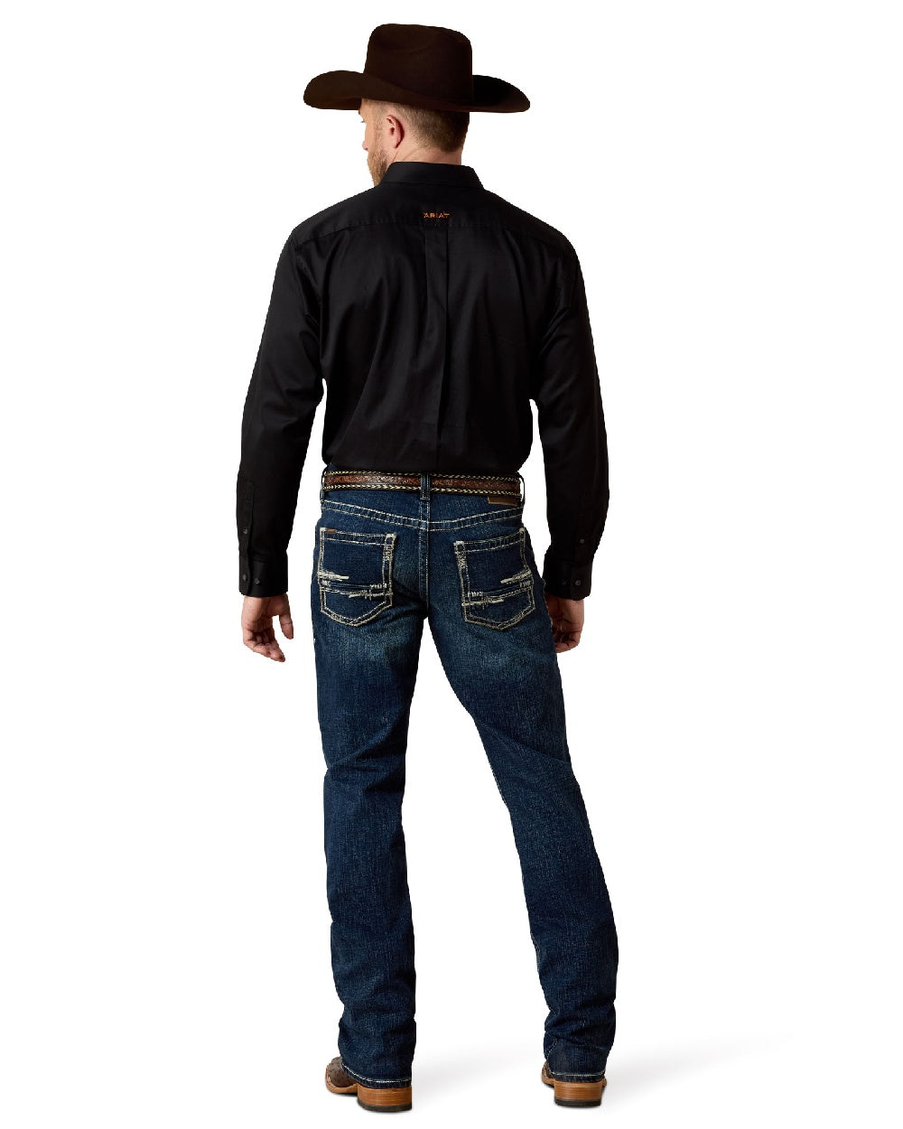 Turnout coloured Ariat Mens M4 Relaxed Adkins Boot Cut Jeans on white background 